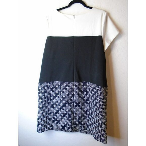 Ellen Tracy Women Dress Sz 16W Career ColorBlock with Gold Zipper Detail So Cute - Picture 6 of 8